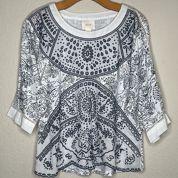 NWOT Anthropologie Maeve Ester Eyelet Top Scalloped Hem Embroidered Size Small - Picture 9 of 17